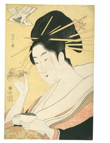 Matching Shells (Kai-awase), Kisen Hoshi, from the series Modern Parodies of the ..., ca. 1796-98. Creator: Hosoda Eishi