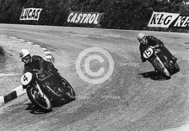 Matchless & Norton 1956 Isle of Man Tourist Trophy race. Creator: Unknown.
