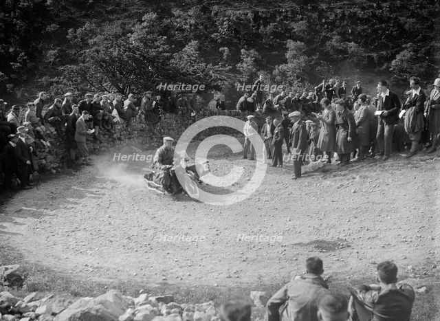 Matchless and sidecar of TJ Rose competing in the MCC Edinburgh Trial, 1930. Artist: Bill Brunell.