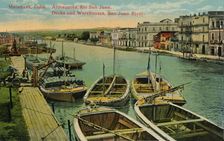 Matanzas, Cuba. Almacenes, Rio San Juan. Docks and Warehouses, San Juan River, c1910