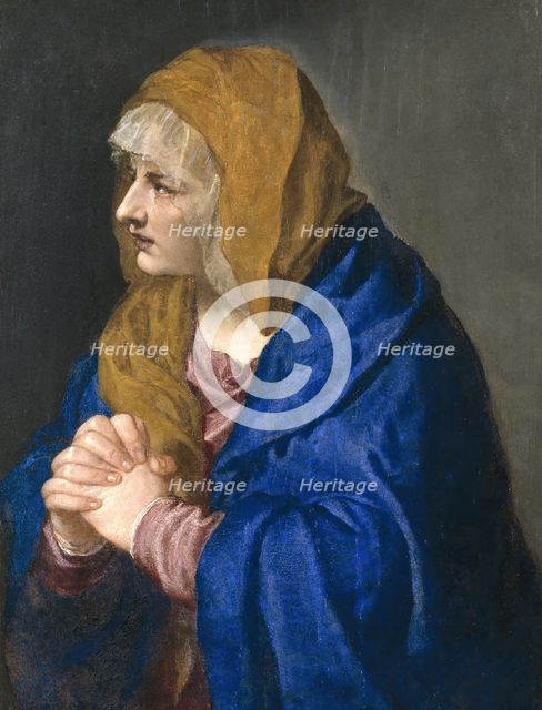 Mater Dolorosa with Clapsed Hands, 1554. Creator: Titian.