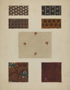 Materials from Patchwork Bedspread, c. 1936. Creator: Frances Lichten