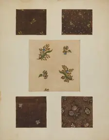 Materials from Patchwork Bedspread, c. 1936. Creator: Frances Lichten