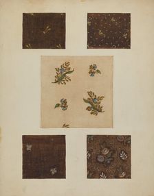Materials from Patchwork Bedspread, c. 1936. Creator: Frances Lichten