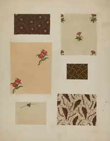 Materials from Patchwork Bedspread, c. 1936. Creator: Frances Lichten