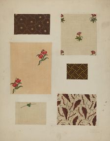 Materials from Patchwork Bedspread, c. 1936. Creator: Frances Lichten