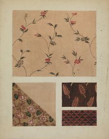Materials from Patchwork Bedspread, c. 1936. Creator: Frances Lichten