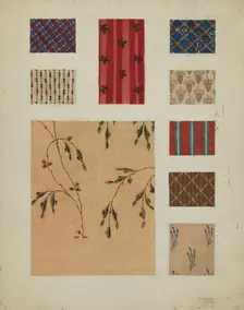 Materials from Patchwork Bedspread, c. 1936. Creator: Frances Lichten