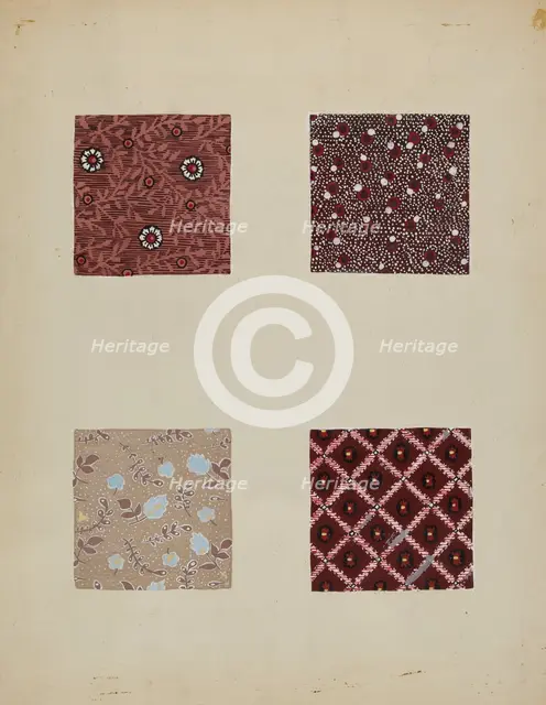 Materials from Patchwork Quilt, c. 1936. Creator: Katherine Hastings.