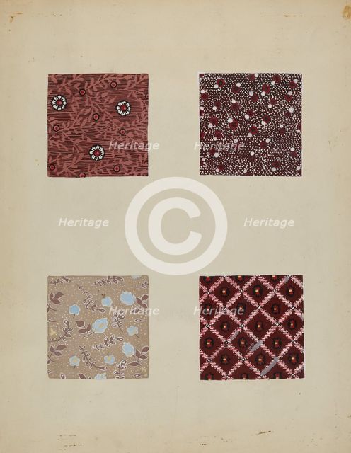 Materials from Patchwork Quilt, c. 1936. Creator: Katherine Hastings.