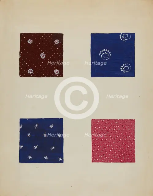 Materials from Patchwork Quilt, c. 1936. Creator: Katherine Hastings.