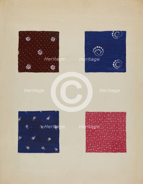 Materials from Patchwork Quilt, c. 1936. Creator: Katherine Hastings.