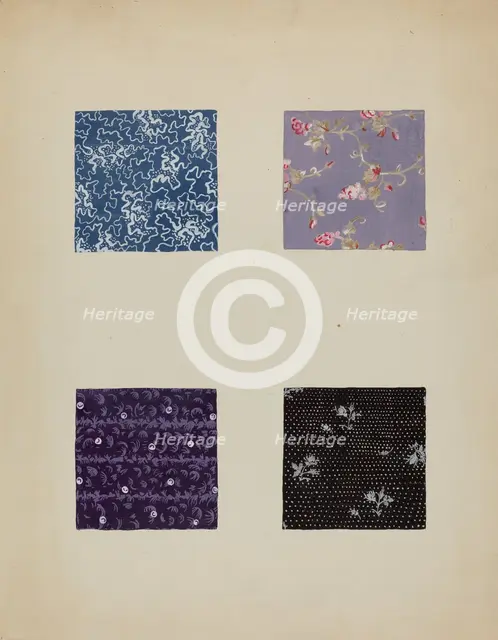 Materials from Patchwork Quilt, c. 1936. Creator: Katherine Hastings.