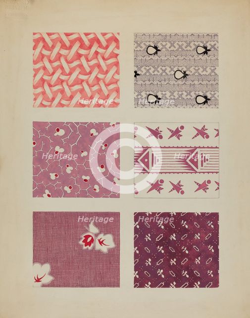 Materials from Quilt, c. 1936. Creator: Dorothy Posten.