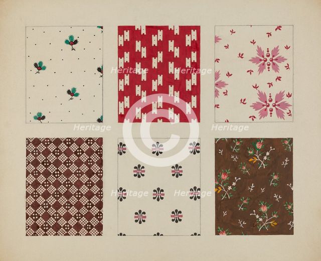 Materials from Quilt, c. 1937. Creator: Dorothy Posten.