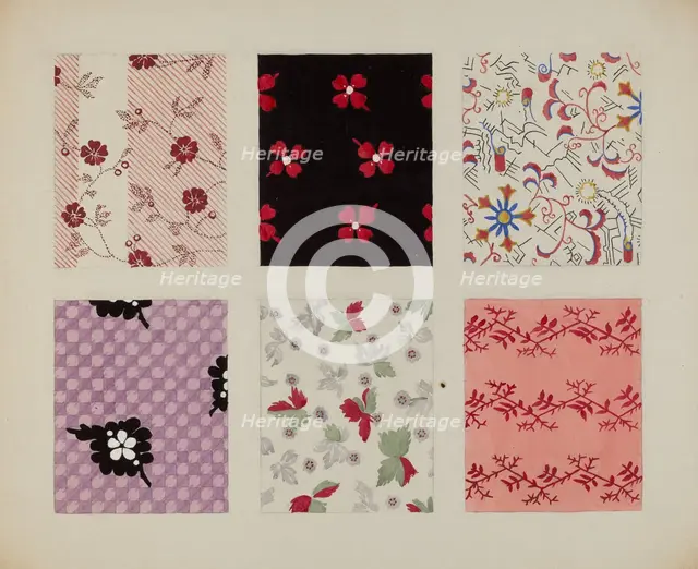 Materials from Quilt, c. 1937. Creator: Dorothy Posten.