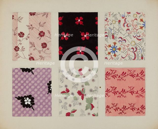 Materials from Quilt, c. 1937. Creator: Dorothy Posten.