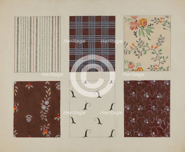 Materials from Quilt, c. 1937. Creator: Dorothy Posten.