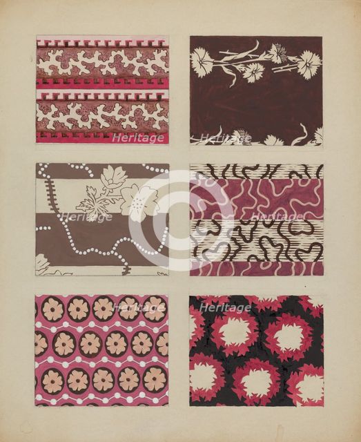 Materials from Quilt, c. 1937. Creator: Dorothy Posten.