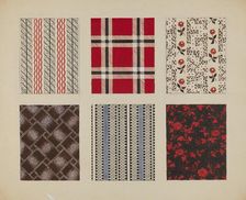 Materials from Quilt, c. 1937. Creator: Dorothy Posten