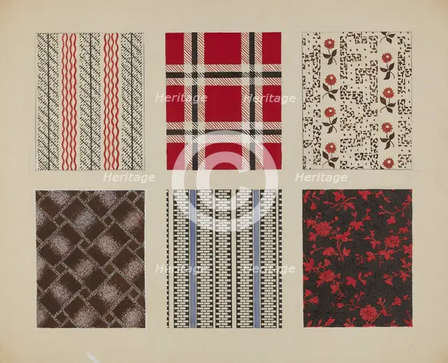 Materials from Quilt, c. 1937. Creator: Dorothy Posten.