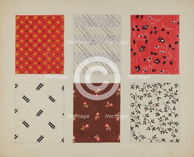 Materials from Quilt, c. 1937. Creator: Dorothy Posten.