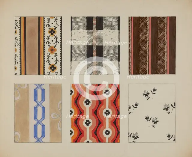Materials from Quilt, c. 1937. Creator: Dorothy Posten.