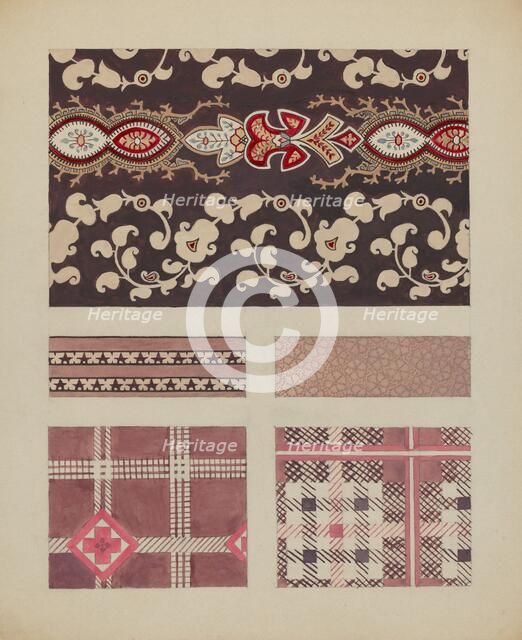 Materials from Quilt, c. 1937. Creator: Dorothy Posten.