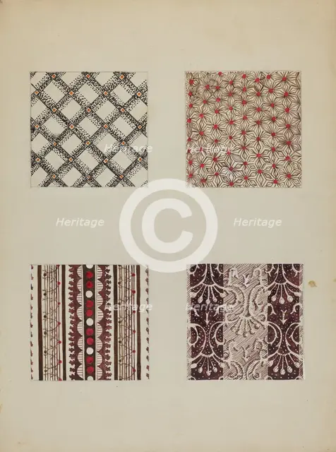 Materials from Quilt, c. 1937. Creator: Katherine Hastings.