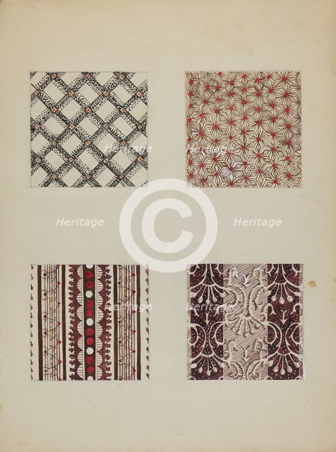 Materials from Quilt, c. 1937. Creator: Katherine Hastings.