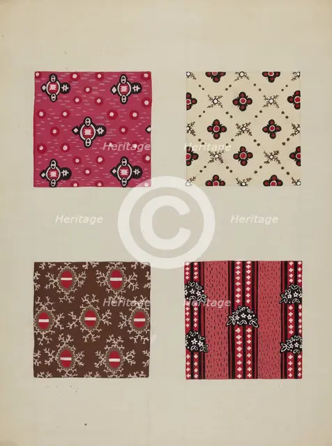 Materials from Quilt, c. 1937. Creator: Katherine Hastings.
