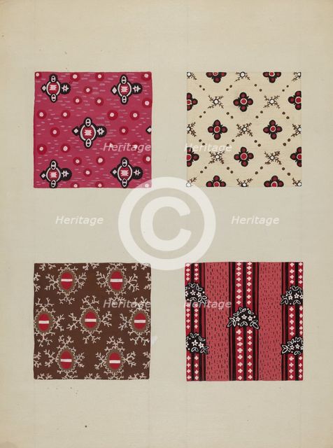 Materials from Quilt, c. 1937. Creator: Katherine Hastings.