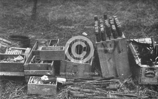 ''Materiel Allemand pris au sud de la Somme; Granades a fusilet caisses d'engins varies', 1916. Creator: Unknown.