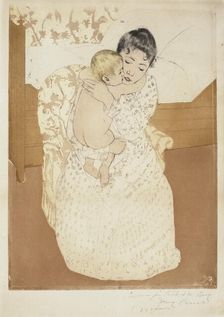 Maternal Caress, 1890-1891. Creator: Cassatt, Mary (1845-1926)