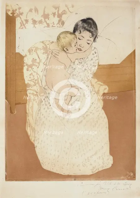 Maternal Caress, 1890-1891. Creator: Cassatt, Mary (1845-1926).