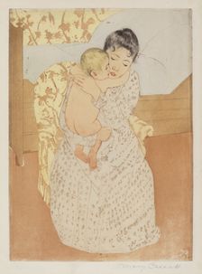 Maternal Caress, c. 1891. Creator: Mary Cassatt