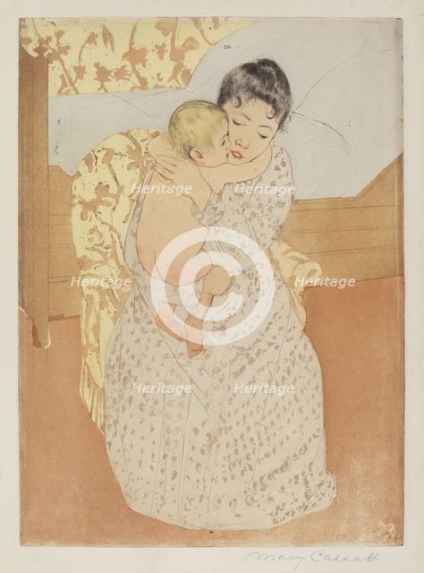 Maternal Caress, c. 1891. Creator: Mary Cassatt.