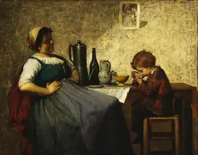 Maternal Joy, 1868. Creator: Adolf von Becker