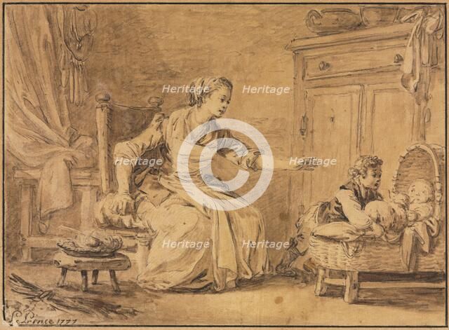 Maternal Solicitude, 1777. Creator: Jean Baptiste Le Prince (French, 1734-1781).