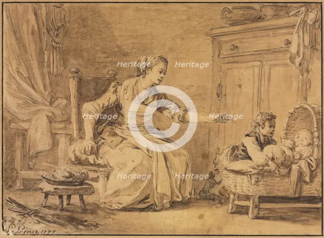 Maternal Solicitude, 1777. Creator: Jean Baptiste Le Prince (French, 1734-1781).