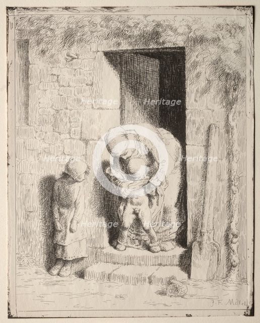 Maternal Precaution. Creator: Jean-François Millet (French, 1814-1875).