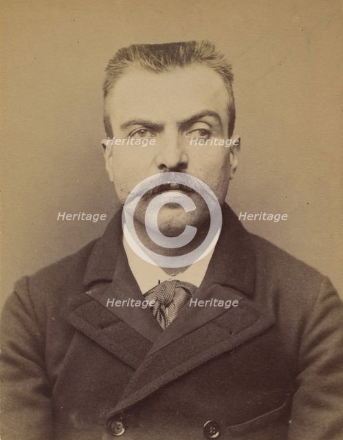 Mathon. Louis Marius. 30 ans, né à St Andiolle (Ardèche). Ferblantier. Anarchiste. 26/2/94., 1894. Creator: Alphonse Bertillon.