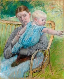 Mathilde Holding Baby, c. 1889. Artist: Cassatt, Mary (1845-1926)