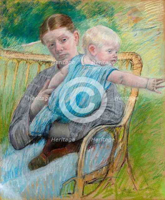 Mathilde Holding Baby, c. 1889. Artist: Cassatt, Mary (1845-1926)