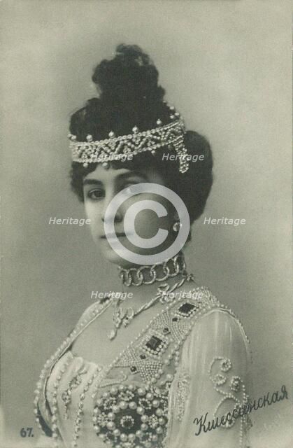 Matilda Kschessinska as Princess Aspicia in the ballet "The Pharaoh's Daughter" by Marius Petipa and Creator: Anonymous.