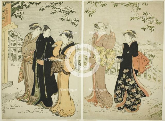 Matsuchi Hill after Snowfall, c. 1785. Creator: Torii Kiyonaga.
