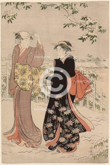 Matsuchi Hill after Snowfall, c. 1785. Creator: Torii Kiyonaga.