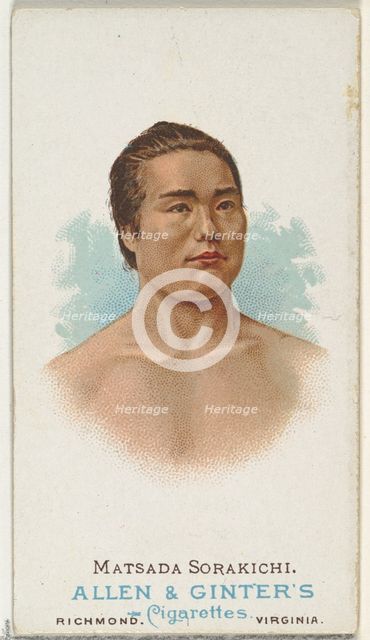 Matsuda Sorakichi, Wrestler, from World's Champions, Series 1 (N28) for Allen & Ginter Cig..., 1887. Creator: Allen & Ginter.