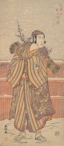 Matsumoto Sumezo as a Man in Winter Attire Standing in the Snow, ca. 1785-90. Creator: Katsukawa Shunko