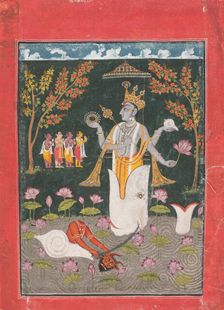 Matsya Avatar of Vishnu: The Slaying of Sankh asura, 1730-1740. Creator: Unknown